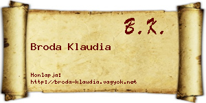 Broda Klaudia névjegykártya